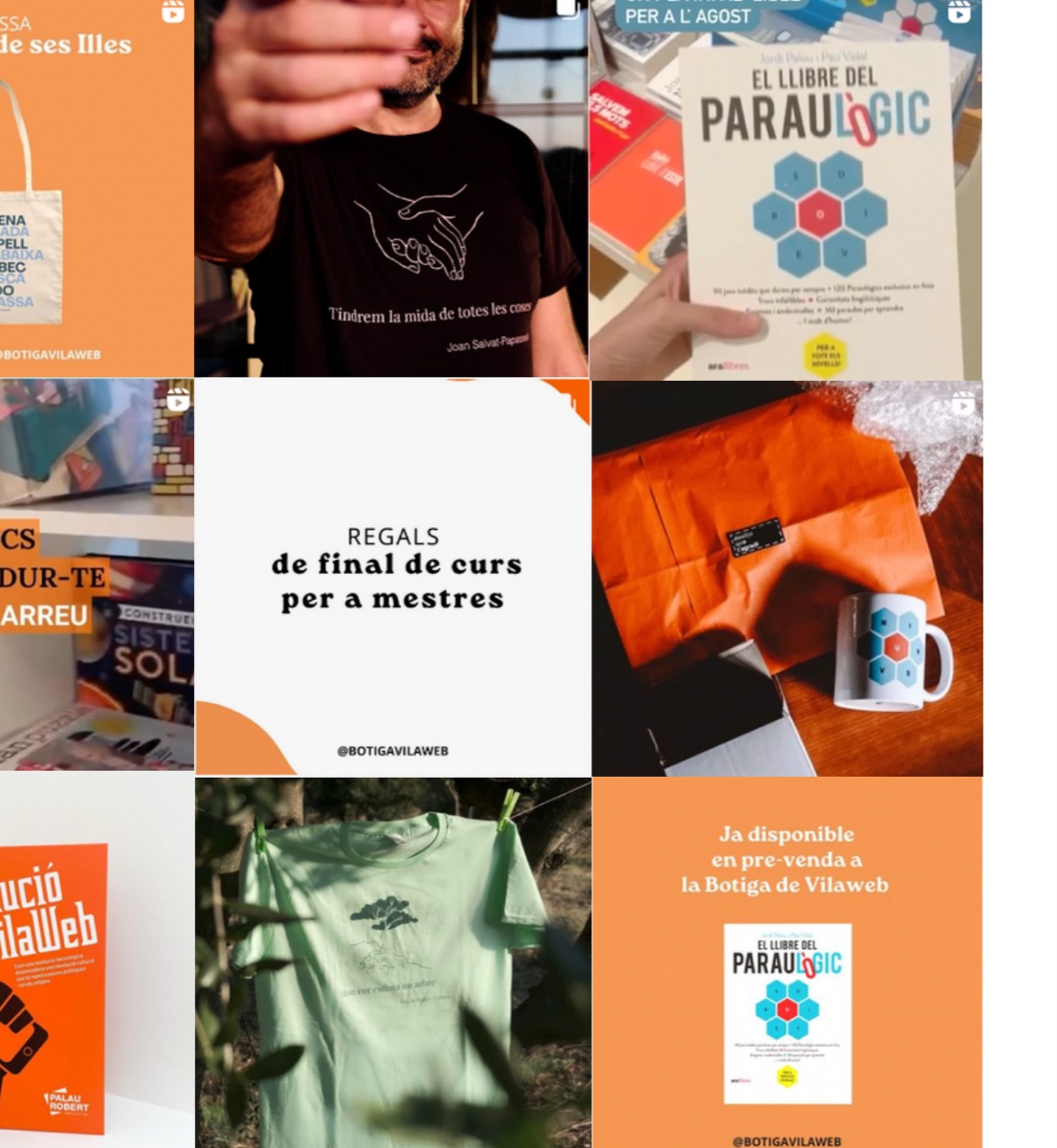 Sample of the Botiga VilaWeb Instagram grid we created and manage